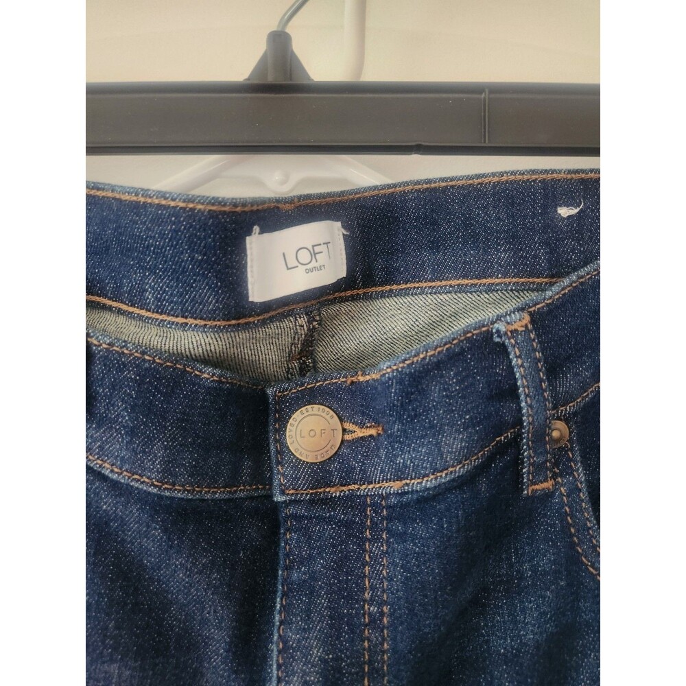 LOFT Boyfriend Jeans Women Size 8 Size 10 Dark Wash Denim Relaxed Straight - Picture 3 of 8